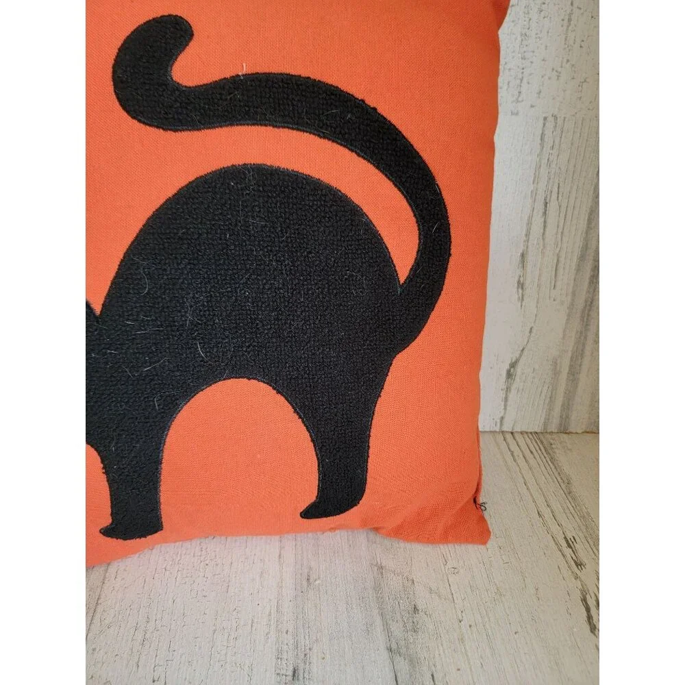 Halloween orange black cat pillow‎ home decor accessory